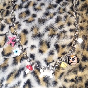 Charming Silver Necklace with Colorful Charms